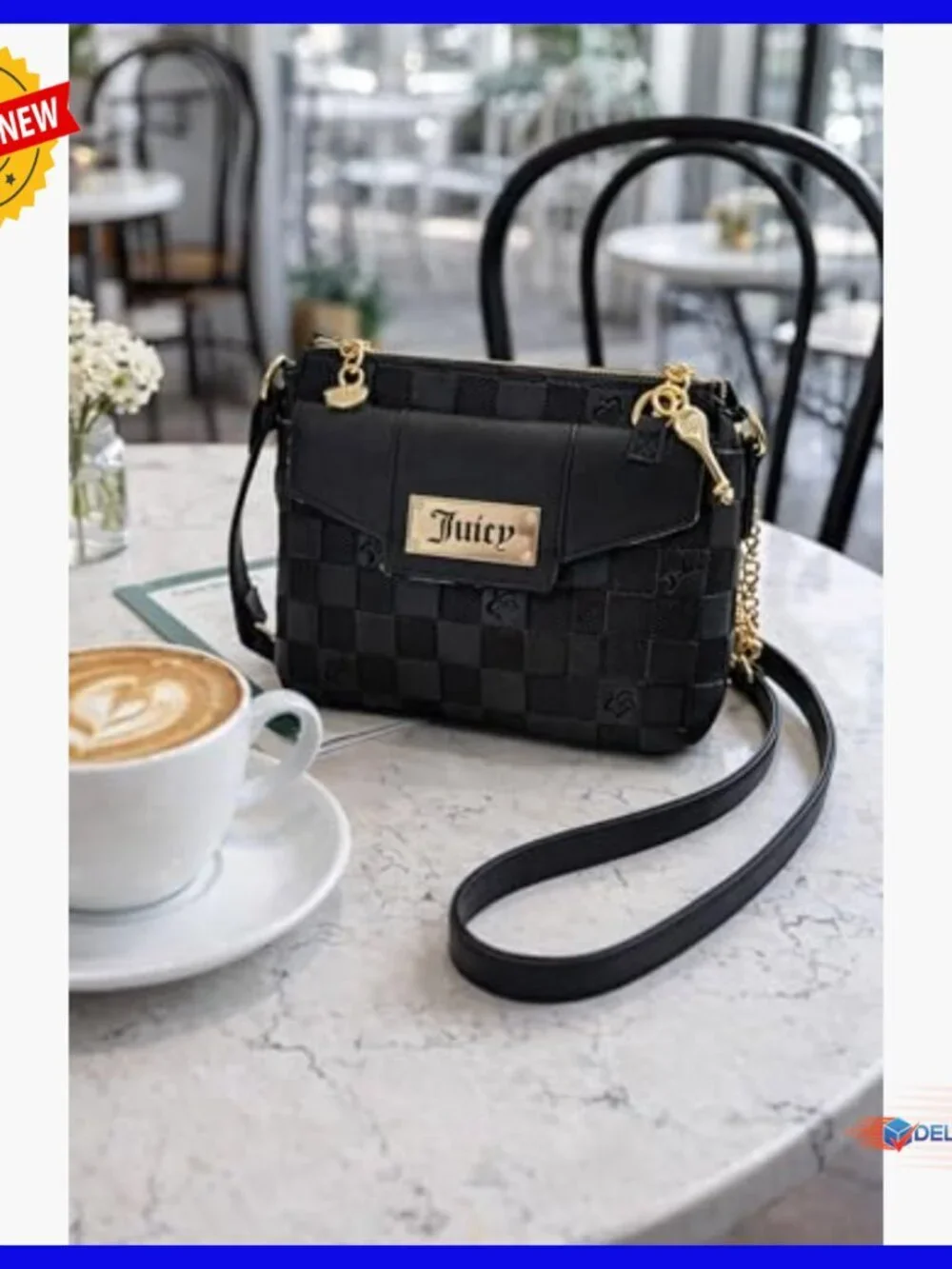 Mini Crossbody Bag with Adjustable Strap, Gold Hardware, 8x6 Inches